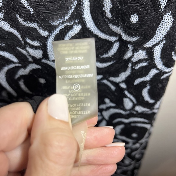 KARL LAGERFELD One-Shoulder Gown Long Dress Size 4 Side Slit Sequin Floral Gala - Picture 10 of 10